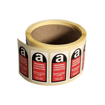 Label 'WARNING CONTAINS ASBESTOS' 25 x 50 mm (1 Roll of 500)